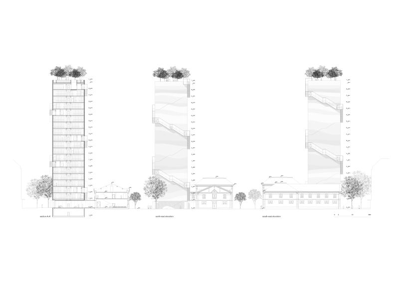 235 Hotel Des Archives Section Aa Elevation Ne Se